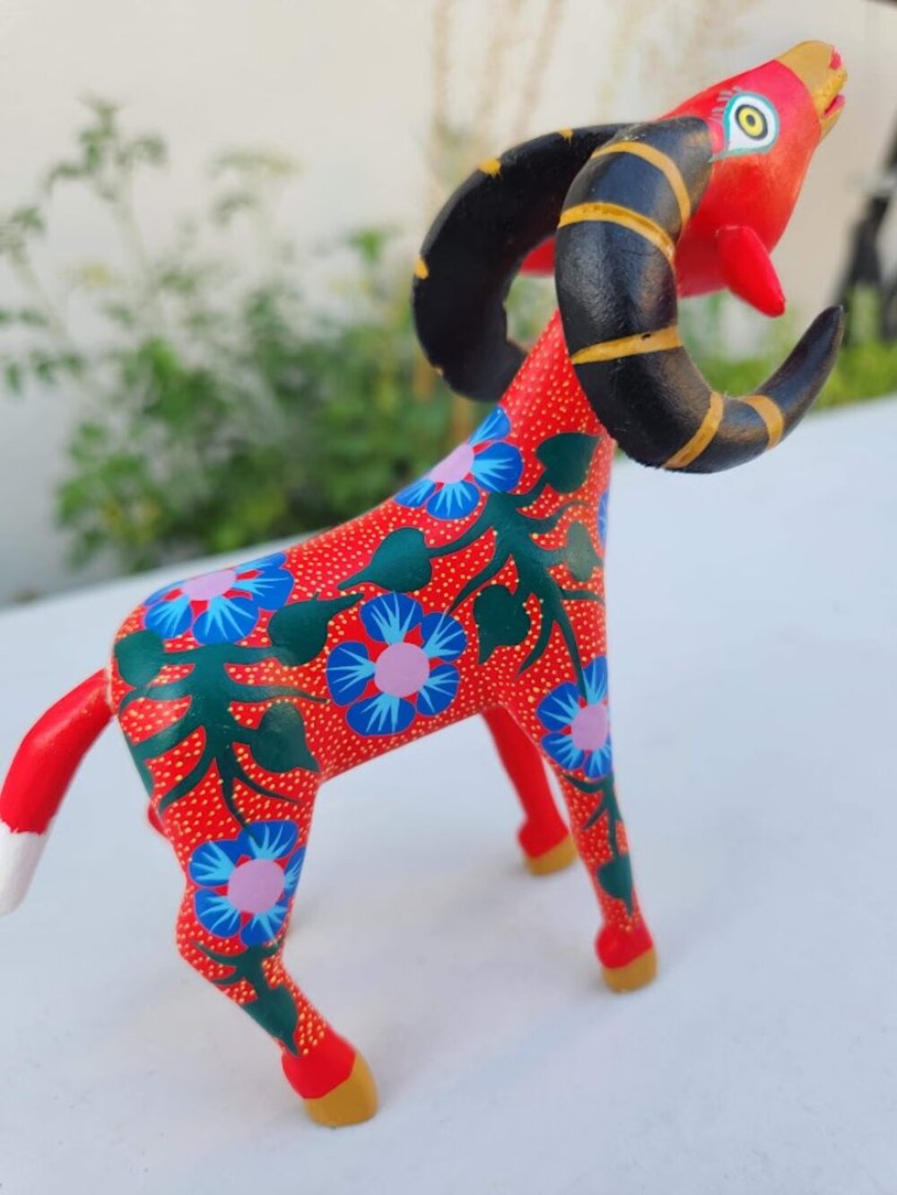Authentic Oaxacan Alebrije Ram Wood Carving - Hand-Painted Mexican Folk Art 5.5" - Picture 11 of 11
